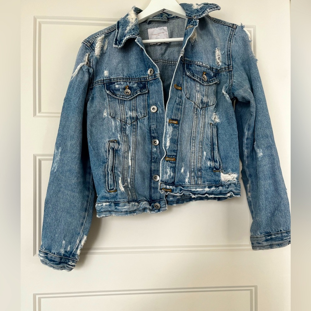 Mango distress jean jacket